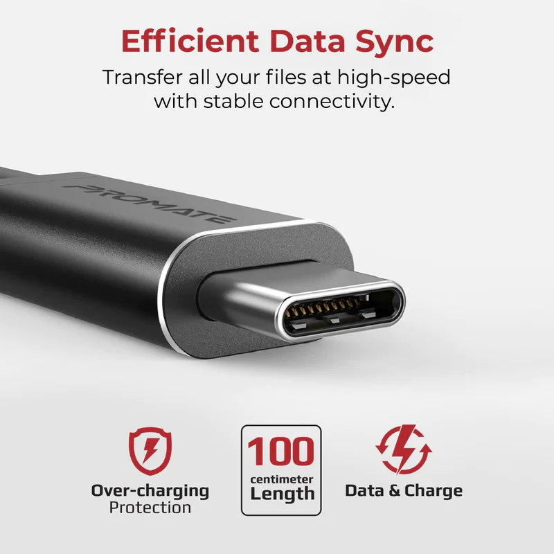 Promate CCORD-1 Fabric Braided USB-C Data Sync & Charge Cable Promate CCORD-1 Fabric Braided USB-C Data Sync & Charge Cable